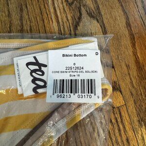 NWT Tea Collection Bikini Bottom Core Swim Yellow Stripe Del Sol Size 16